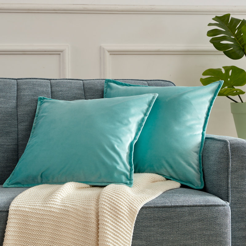 Square Velvet throw Pillow Cover, Green