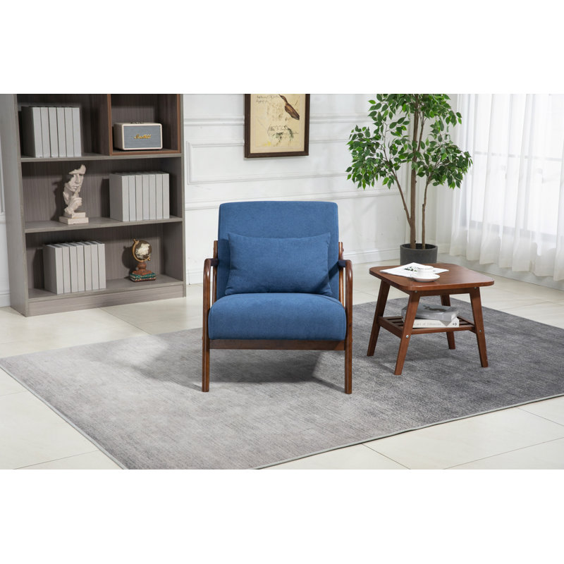 Chaise d'appoint avec structure en bois, chaises de salon rembourrées avec coussin de taille, fauteuil de lecture pour véranda de chambre à coucher