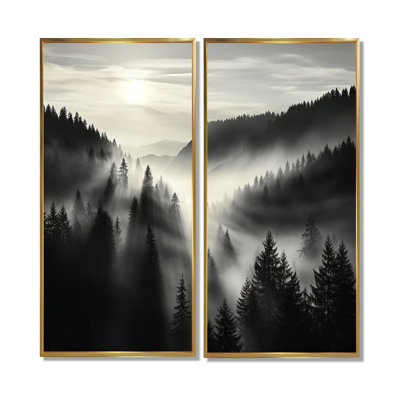 Mysterious Misty Mountain Morning - impressions sur toile noires