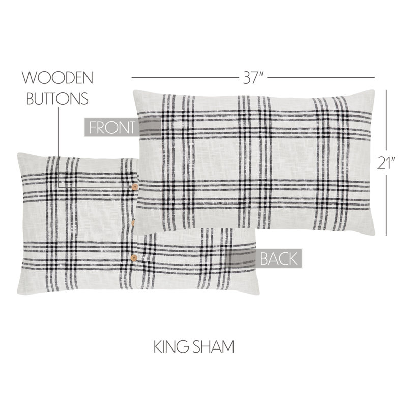Cotton Blend Plaid Sham Set, King