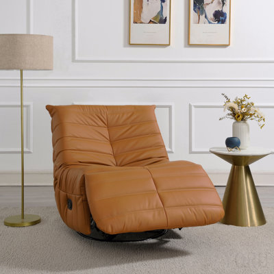 Talmon Orange Synthenic Leather Glider Recliner with Swivel