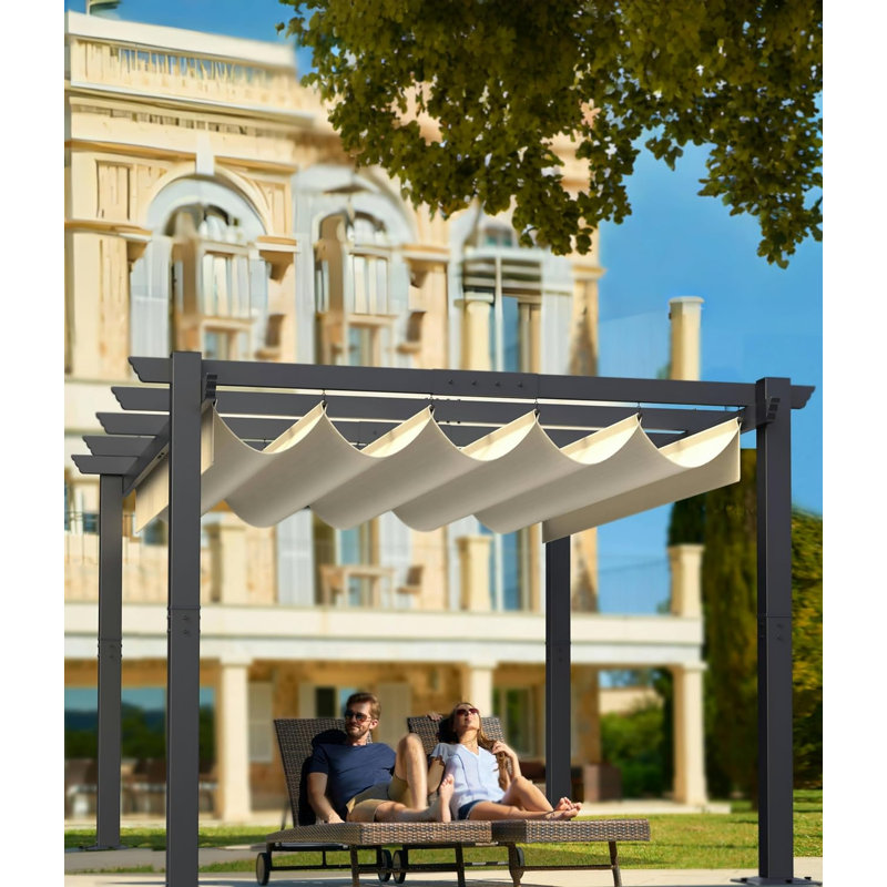 8,5 pi L Pergola en aluminium avec auvent, Kaki