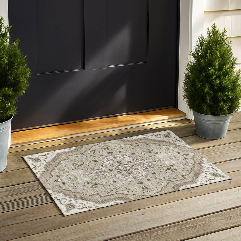 Machine Washable Indoor/Outdoor Chantille ACN2715 Global Rug, 1'8" x 2'6", Beige