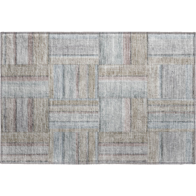 Premium Machine Washable Mayfield AMF2285 Geometric Rug, 1'8" x 2'6", Taupe
