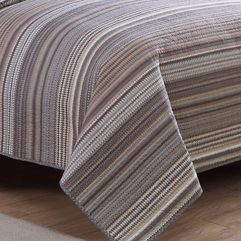 Neutral Reversible Full Microfiber Quilt Set