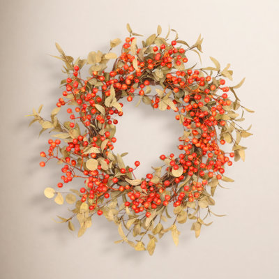 22" Handcrafted Foliage, Berry Thanksgiving Wreath