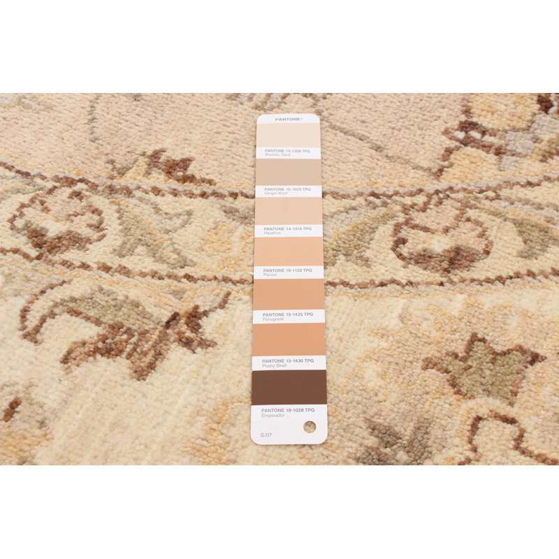 Tapis crème / brun foncé / kaki clair / olive Peshawar Oushak 8 pi 10 po