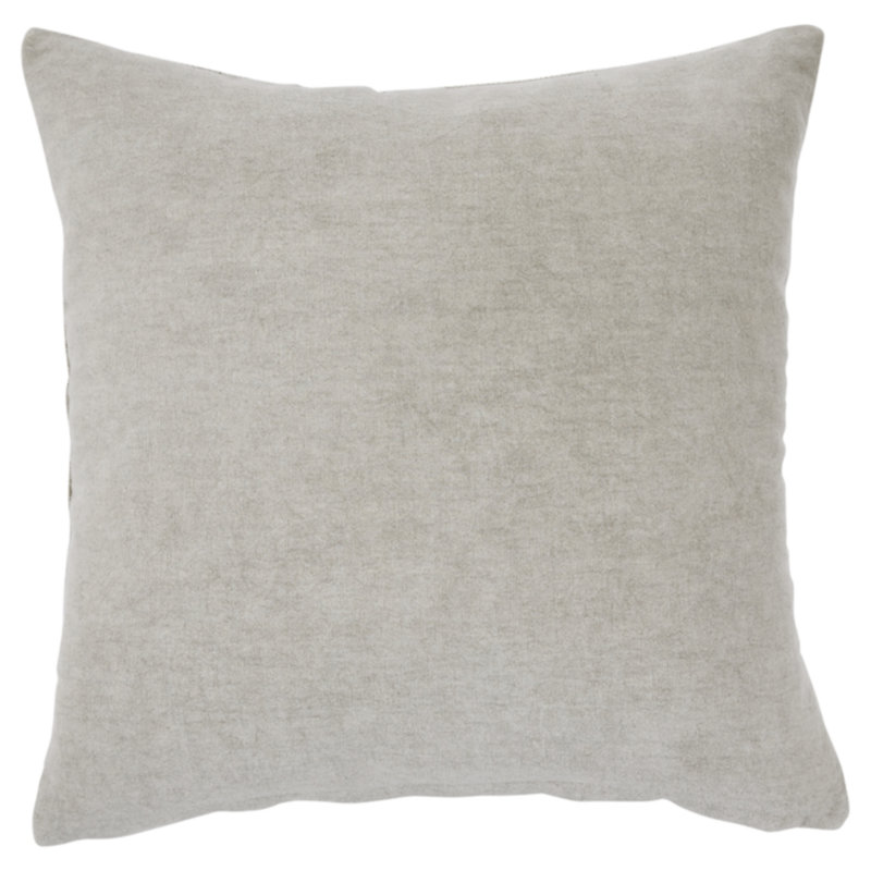 Gray and Tan Embroidered Square Patchwork Pillow