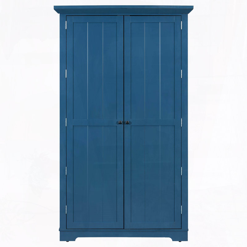 Freestanding Pantry with Drawers & Pull-Out Trays, Blue