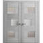 Portes doubles françaises massives en verre dépoli Sete 6933, cadre en bois massif noir mat, portes robustes pour placard ou chambre à coucher, 64 po x 80 po (2 x 32 x 80 po)-87392202-87392189