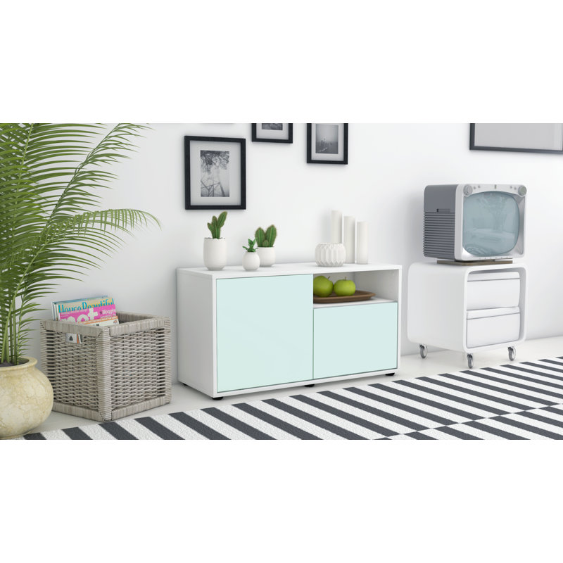 Xzavier 92cm W Chest of Drawers, Light Blue / Matte White