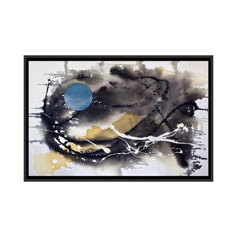 « cosmique expanse », impression sur toile, H 18 po x l 26 po x P 1,5 po, Toile avec cadre noir, Pas de tapis