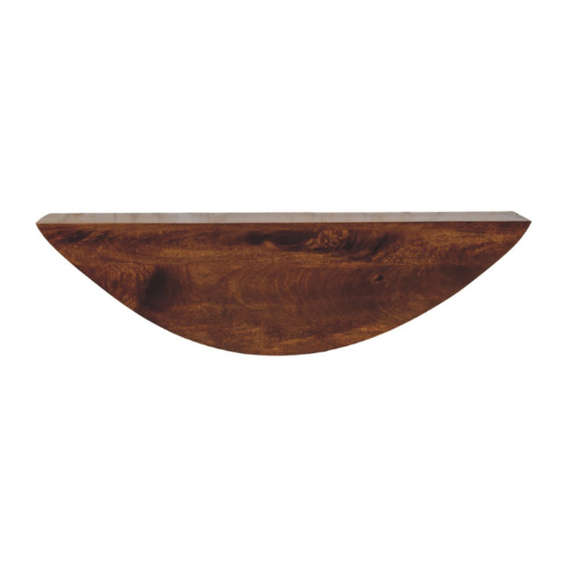 Wood Crescent Floating Wall Shelf, Brown