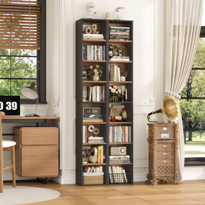 Gracyn 8-Tier Narrow Bookshelf With Adjustable Shelves
