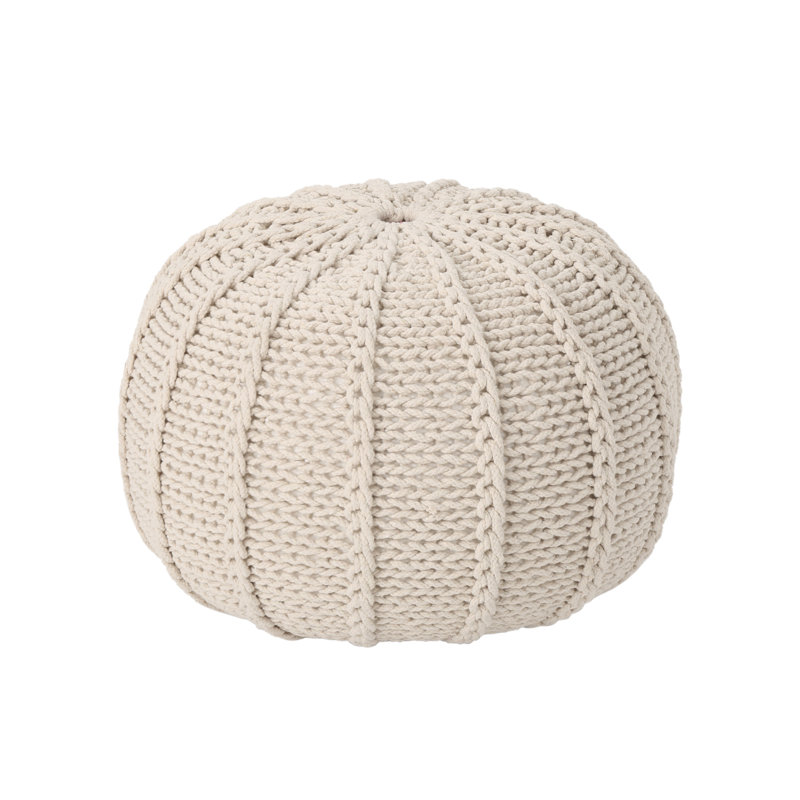 Pouf rond en coton Bordeaux, beige, Beige