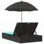  Chaise longue double avec coussins et parasol en rotin de polyester noir-116575311