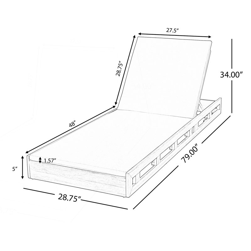 Adjustable Lounge Chair, Uncushioned Patio Chair
