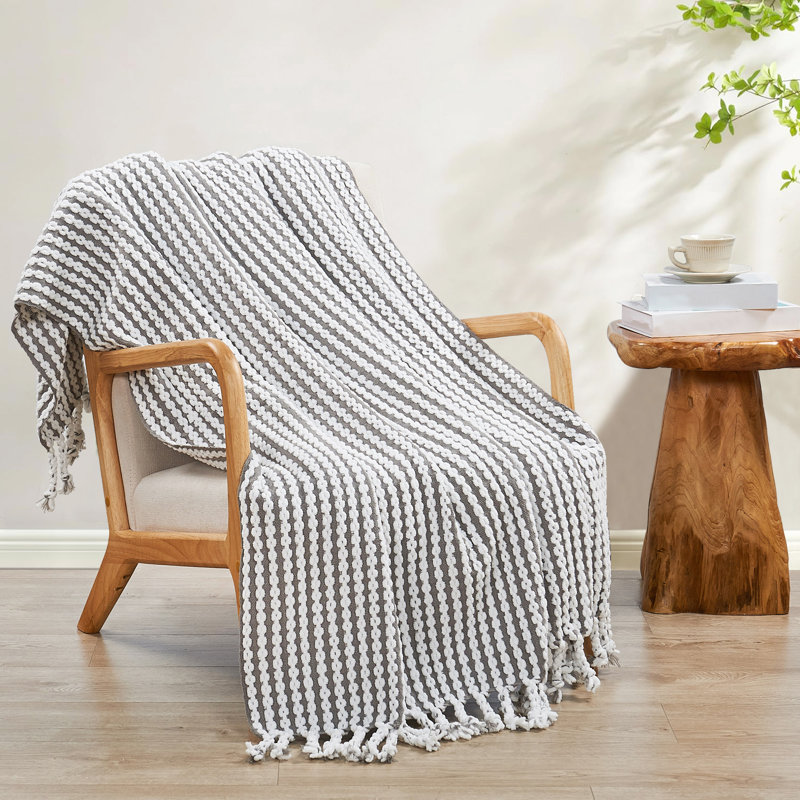 Chain Tweed Decorative Lightweight Knitted Throw, Gris