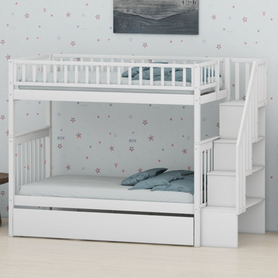 Space-Saving Bunk Bed with Built-in Storage and Trundle