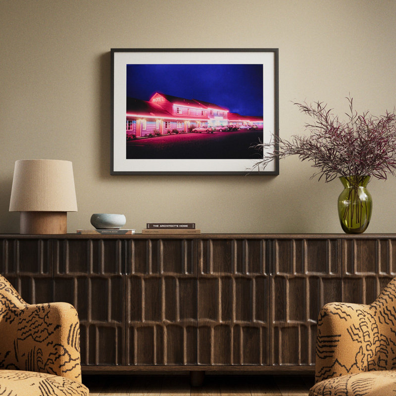 Oregon Motel By Barbara Alper, H 24" x W 32", Black Maple