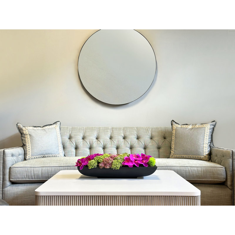 Orchid and  Arrangement, Black, 7.5" H x 24.5" W x 9" D