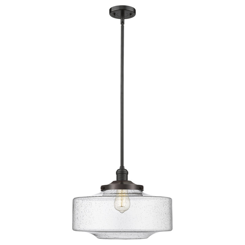 Mini-luminaire suspendu à tige lumineuse 12 po Franklin Restoration - Lainee - ampoule non incluse - finition bronze frotté