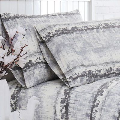 Southshore Fine Linens Abstraction Full 300 Thread Count Cotton Sateen Abstract Print Extra Deep Pocket 4-Piece Sheet Set, 22-Inch Fitted Sheet, Abstraction Grey