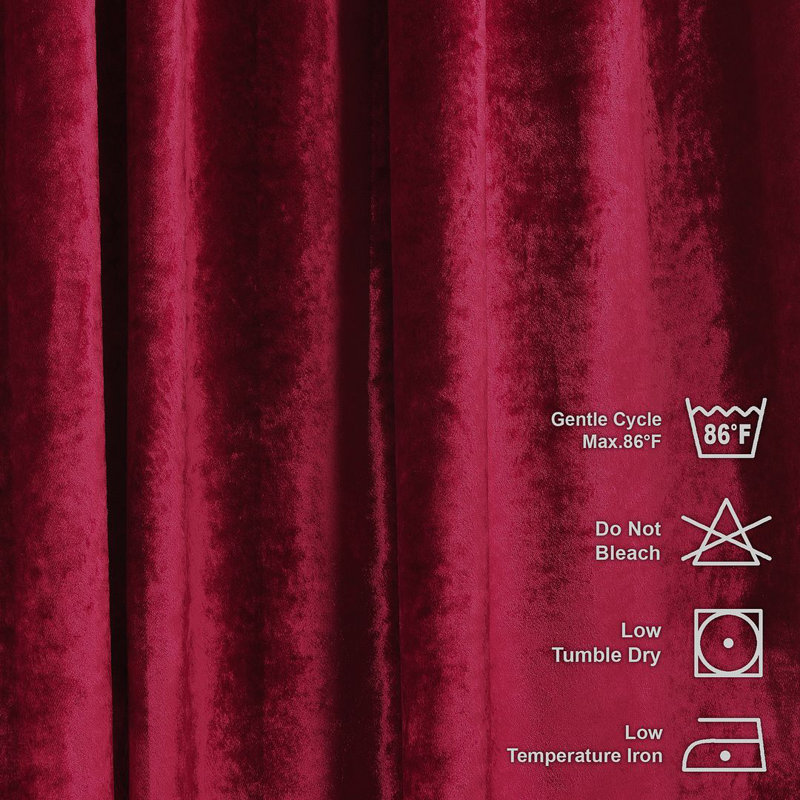 Velvet Semi-shee Single Curtain Panel, 65cm Width x 295cm Drop, Ruby