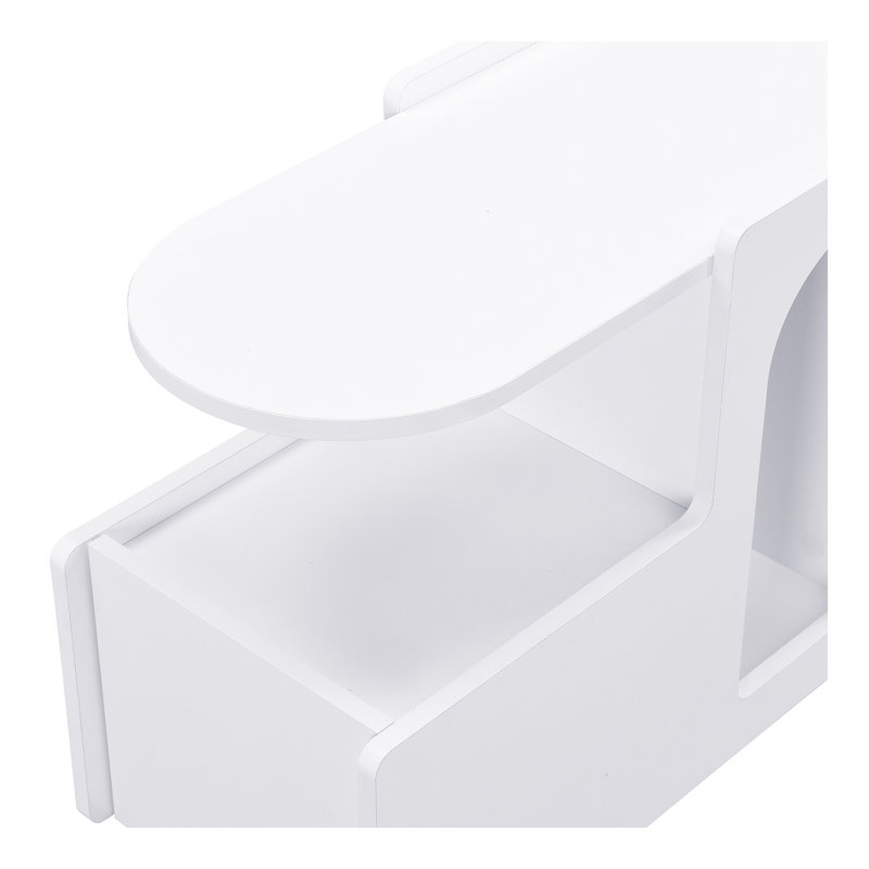 Table de bout mobile avec roues verrouillables, table d'appoint de style crème avec tiroir de rangement, table de chevet étroite de 11,8 pouces avec rangement multicouche, salon, blanc