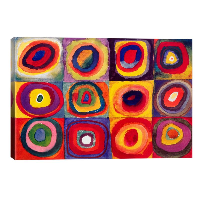 Squares With Concentric Circles by Wassily Kandinsky - Painting on Canvas, No Frame, 152.5 cm H x 101.5 cm W x 3.175 cm D