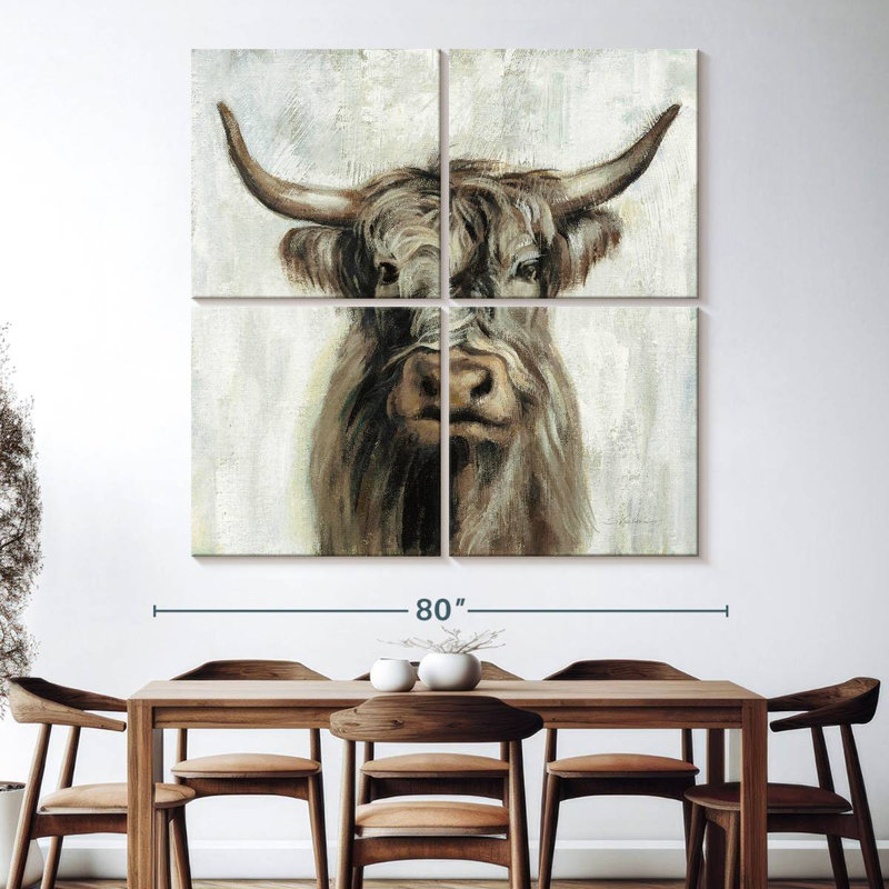Brun vache Brampt Highland, H 74 po x l 74 po