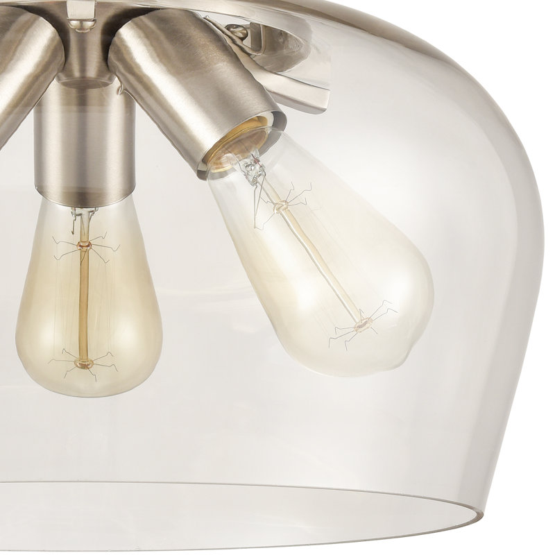 Bozzuto Glass Semi Flush Mount, Brushed Nickel