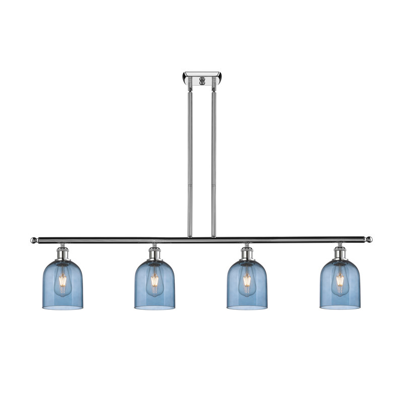 Odaniel 4 - Light Kitchen Island Pendant, Princess Blue, Polished Chrome