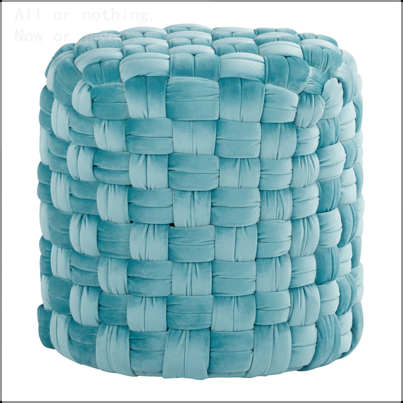 Round 16" Ottoman Velvet, Blue