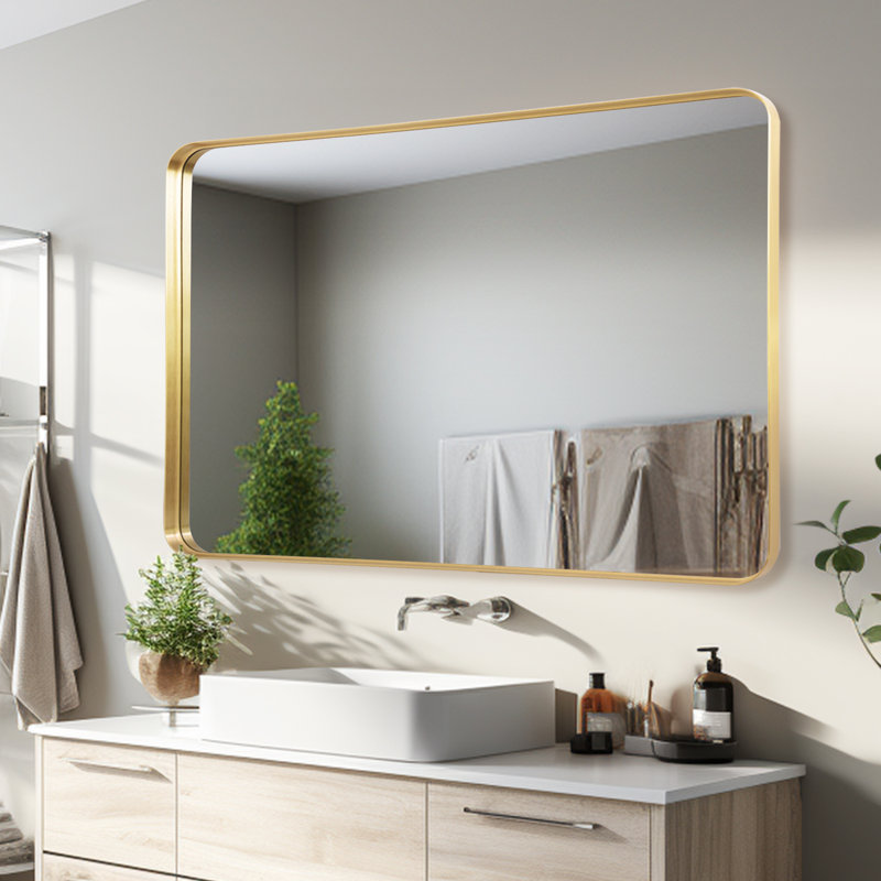 Miroir mural de salle de bain Matherne, 48 po x 30 po, Or