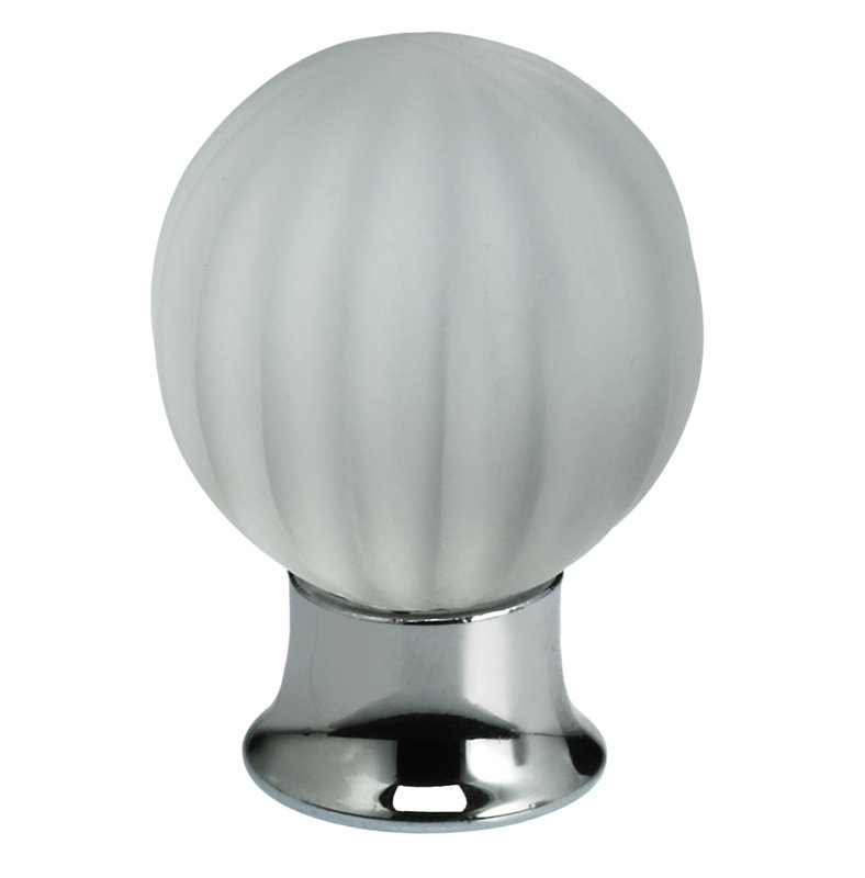 Bouton cristal, 1" H x 1" L x 1,38" D, Chrome poli Satin
