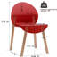 Ensemble de 4 chaises cramoisies, siège intérieur en polypropylène de qualité industrielle, pieds en chêne finis à la main, conception ergonomique adaptée au corps, ensemble rouge pour salle à manger et salon, plancher renforcé