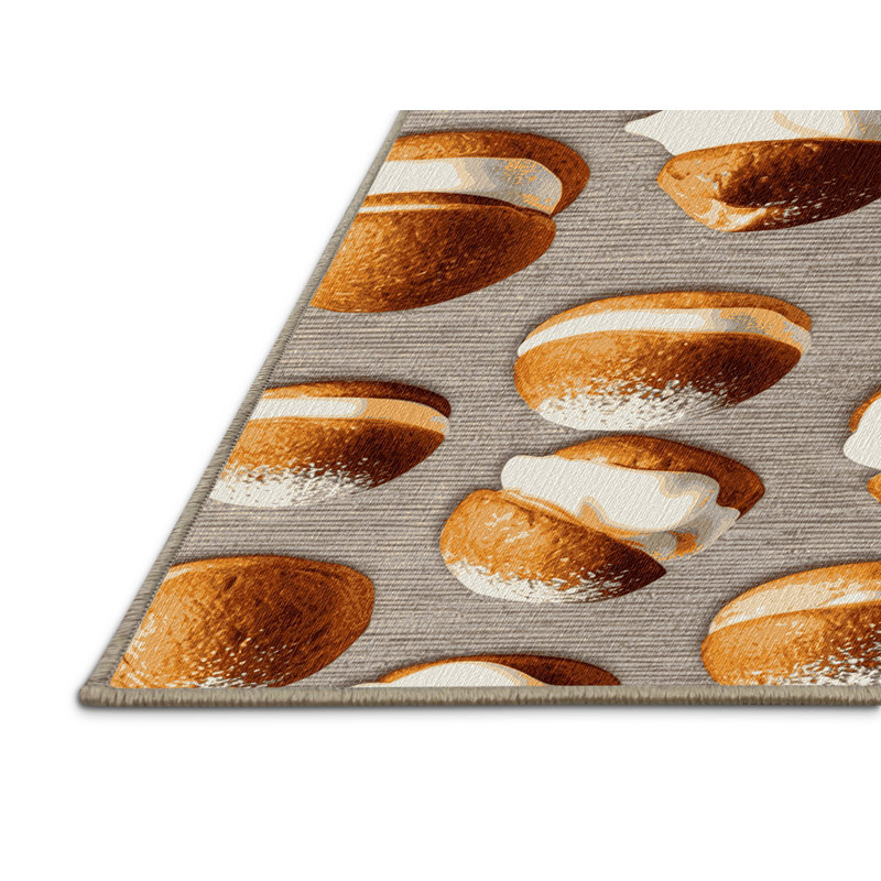  Tapis lavable à motif de desserts Profiteroles, Rond 3 pi