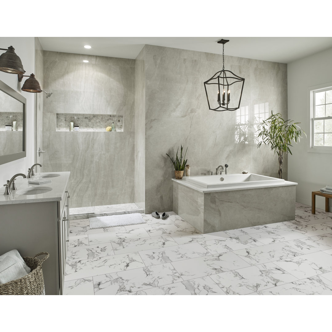 Astoria 12 in. x 24 in. Polished Porcelain Stone Look Floor and Wall Tile Ackland 