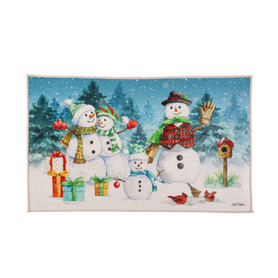 Tapis d'intérieur / extérieur lavable Snowman Family