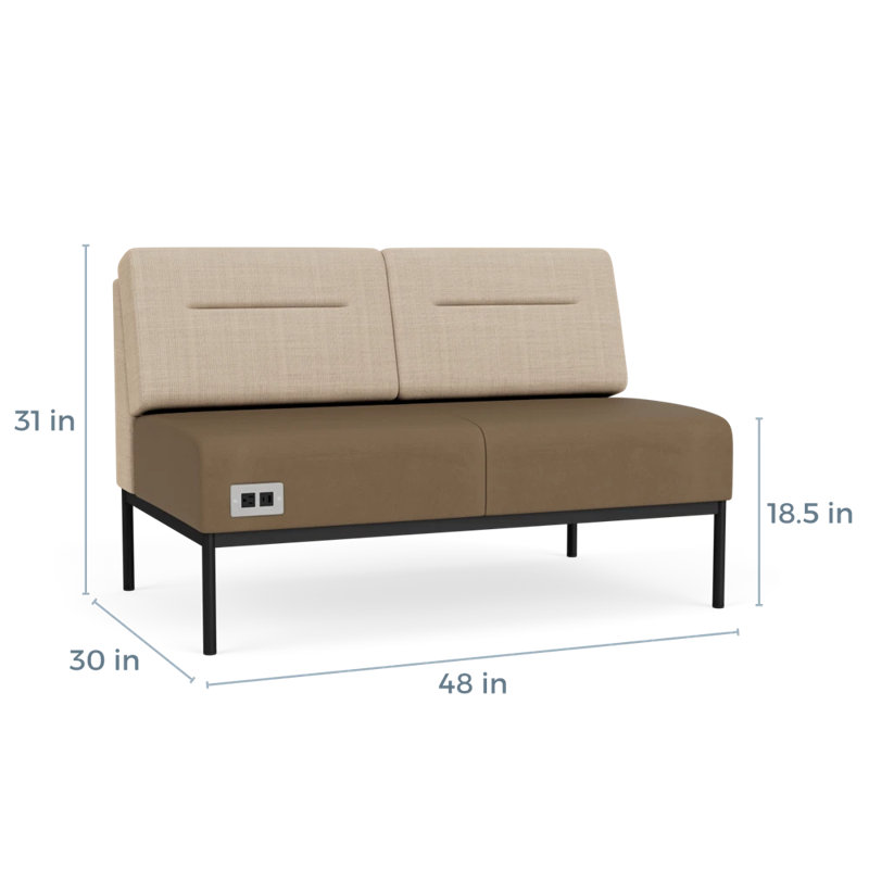 Causeuse Darsey, Avec alimentation, Noir, Chambray calcaire; Patriot Plus taupe
