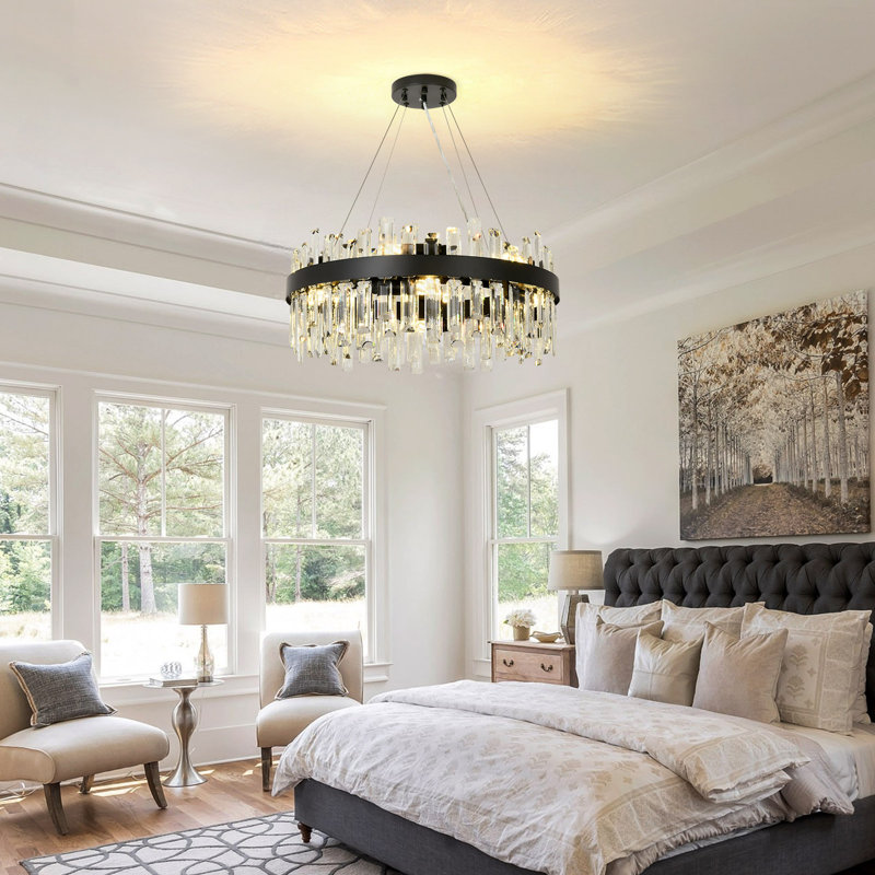 Canora Grey Unique/Statement Chandelier, Matte Black, 8 Lights, 24cm H x 40cm W x 24cm D