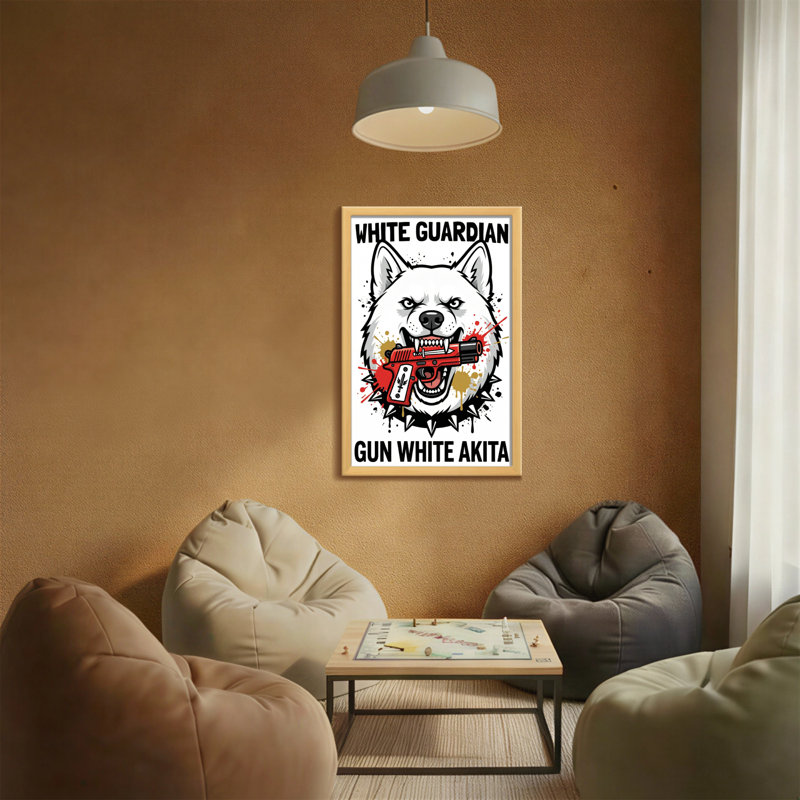 Animaux blanc pistolet Guardian blanc Akita, H 18 po x l 12 po