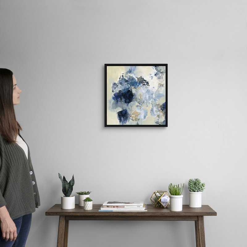 «Indigo Monorph» par Silvia Vassileva - reproduction d'art sur toile, H 18 po x l 18 po x P 1,75 po, Cadre flottant noir