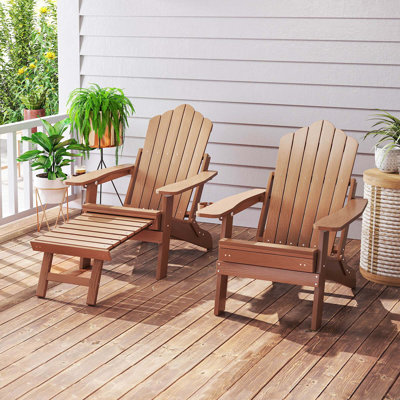 Patio Adirondack Chair All-weather Hips Lounge Chair With Retractable Footrest by Highland Dunes