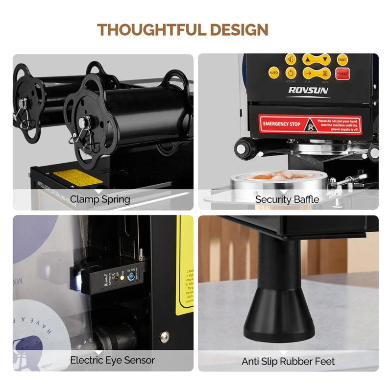 350W 110V Scelleuse automatique de tasses avec affichage LCD intelligent argent, Noir