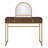 Coleen Walnut & Gold Finish Vanity Desk With Mirror And Jewelry Tray, Perfect For Stylish And Organized Makeup Routines.