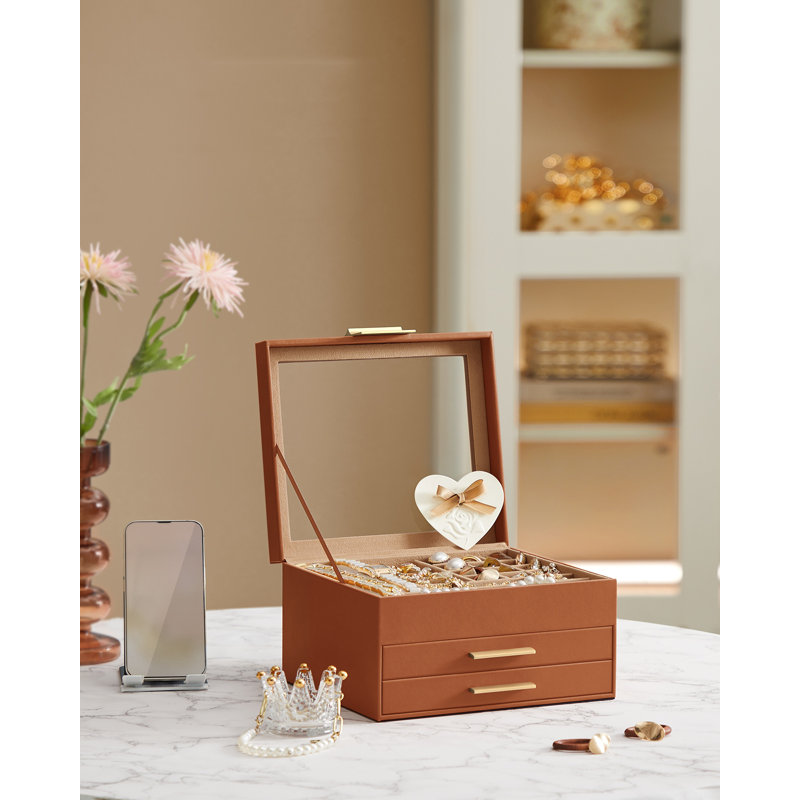 Betzy Jewellery Box +, Caramel Brown