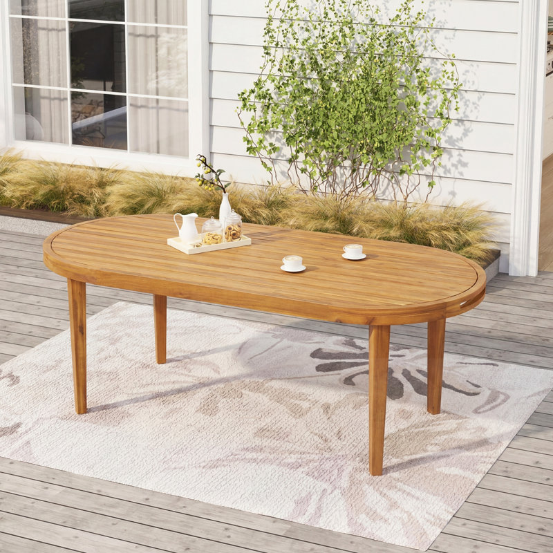 Table de salle à manger ovale d'extérieur, Teck