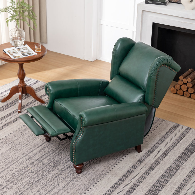 Aimee-Lea 31'' Wide Genuine Leather Recliner, Green